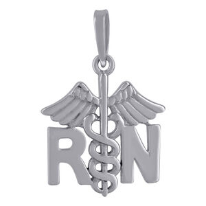 925 Sterling Silver Womens Symbol Rn Registered Nurse Charm Pendant